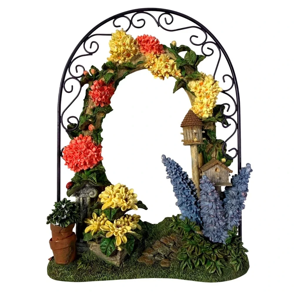Vintage 3D Cottagecore Photo Frame Colorful Birdhouse Ladybug Floral Garden Deco
